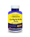 Ca+Mg+Se+Zn organice cu D3, 120 capsule, Herbagetica
