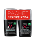 Pachet Deodorant roll-on antiperspirant pentru barbati Invisible Resist 72H, 50 ml + 50 ml, Vichy