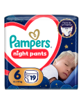 Scutece chilotel de noapte Night Pants, marimea 6, 15+ kg, 19 bucati, Pampers