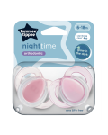 Suzete ortodontice Night Time, 6-18 luni, 2 bucati, roz, Tommee Tippee