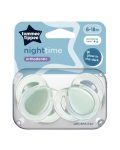 Suzete ortodontice Night Time, 6-18 luni, 2 bucati, verde, Tommee Tippee