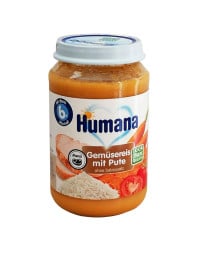 HUMANA Piure din legume, orez, curcan, 190 g BIO
