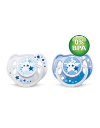 Avent suzete + 6 luni, noapte X 2 BUC, 0% BPA - SCF176/22