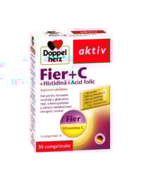 Doppelherz Fe+Vitamina C+histidina +acid folic, 30 tablete