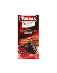 TORRAS Ciocolata neagra cu piper rosu, scortisoara si chili fara zahar si gluten, 75g