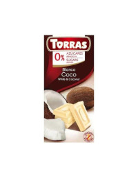 TORRAS Ciocolata alba cu cocos fara zahar si gluten, 75g 