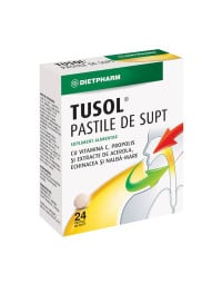 Tusol cu Vitamina C + propolis x 24 pastile