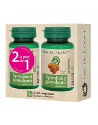 Dacia Plant Spirulina si Ganoderma, 60 cpr. + 60 cpr. Cadou