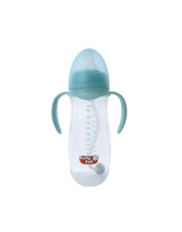 Primii Pasi R0162 - Biberon Albastru Gat Larg Cu Manere Moi Si Pai Anticolici 320 Ml