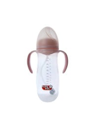 Primii Pasi R0162 - Biberon Roz Gat Larg Cu Manere Moi Si Pai Anticolici 320 Ml