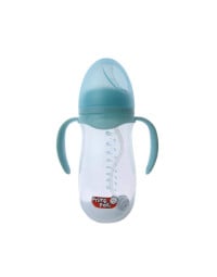 Primii Pasi R0163 - Biberon Albastru Gat Larg Cu Manere Moi Si Pai Anticolici 240 Ml