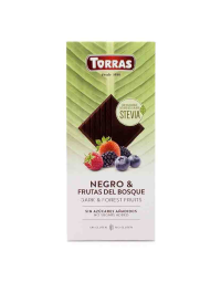 Ciocolata neagra 58% cu fructe de padure cu STEVIA, 125g, Torras