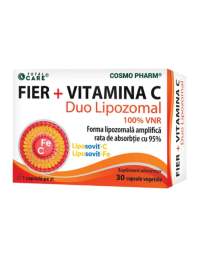 Fier + Vitamina C Duo Lipozomal, 30 capsule, Cosmo Pharm
