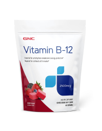 Vitamina B-12 2500 mcg, cu Aroma de Fructe de Padure, 60 caramele, GNC 