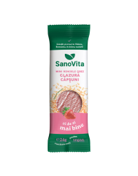 Sanovita Mini rondele din orez cu glazura de capsuni, 24 g