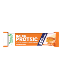Baton proteic cu unt de arahide si strat de caramel, 45 g, Naturalis