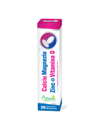 Naturalis Ca+Mg+Zn + Vitamina D,  20 comprimate efervescente
