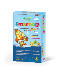 Smartkid cu Omega-3 si vitamina D, aroma fructul pasiunii, 30 jeleuri, Naturalis