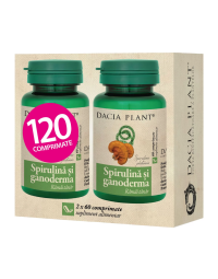 Dacia Plant Spirulina si Ganoderma, 60 cpr. + 60 cpr. Cadou