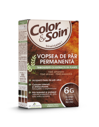 Vopsea de par fara amoniac, fara silicon, blond auriu inchis, 6G,Color&Soin