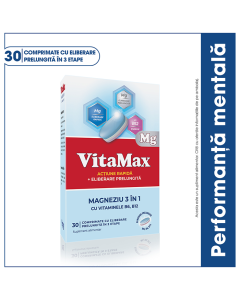 Vitamax Magneziu 3 in 1, 30 comprimate eliberare lenta