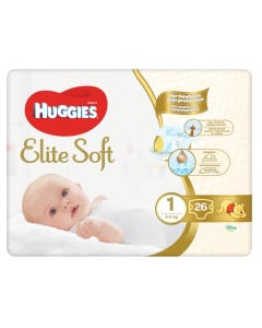 Huggies Elite Soft Convi, Nr.1, 3-5kg, 26 bucati