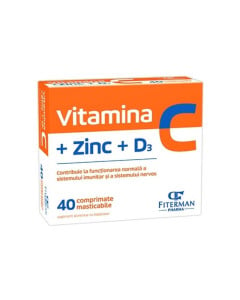 Vitamina C + Zinc + D3, 40 comprimate masticabile