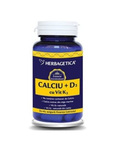HERBAGETICA Calciu + vitamina D3 + K2, 30 capsule