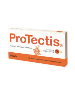 ProTectis cu Vitamina D3 800 UI si aroma de portocale, 10 tablete masticabile
