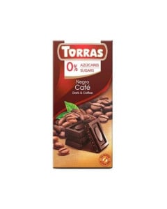 TORRAS Ciocolata neagra cu cafea fara zahar si gluten, 75g 