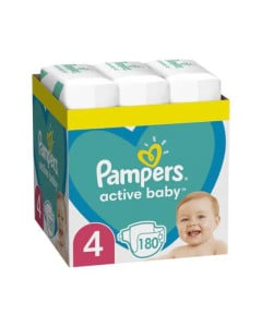 Pampers Scutece Active Baby, Marimea 4, 9 -14 kg, XXL BOX, 180 bucati