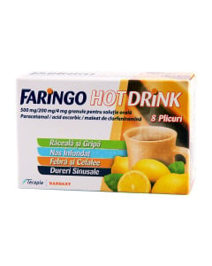 Faringo Hot Drink 500mg/200mg/4mg x 8 plic. gran. susp. orala