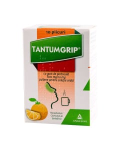 TantumGrip cu gust de portocala 600mg/10mgx10plicuri pulb.pt.sol.orala