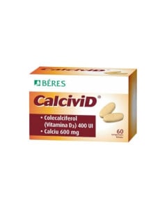 Calcivid, 600 mg/400 UI, 60 comprimate filmate, Beres Pharmaceuticals