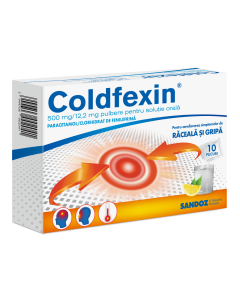 Coldfexin, 500 mg/12,2 mg pulbere pentru solutie orala, 10 plicuri, Sandoz