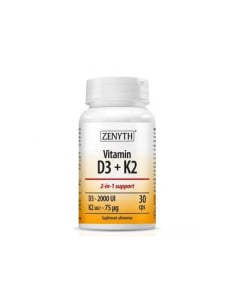 Vitamin D3 2000 UI + K2 75 mcg, 30 capsule, Zenyth