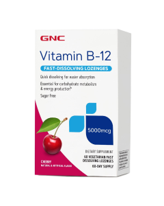 Vitamina B-12 5000 mcg cu cirese, dizolvare rapida, 60 drajeuri, GNC