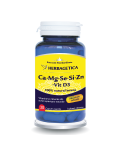 Ca+Mg+Se+Zn organice cu D3, 30 capsule, Herbagetica