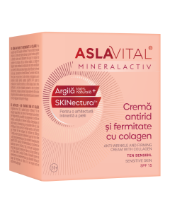 Crema antirid și fermitate cu colagen, SPF15, ten sensibil, 50ml, Aslavital 