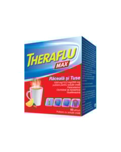 Theraflu Max Raceala si Tuse 1000mg/12,2mg/200mgx10plicuri pulb.pt.sol.orala
