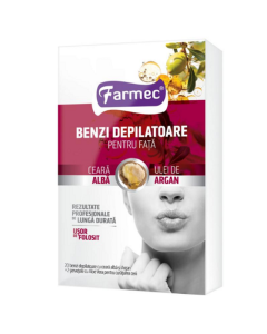 Farmec, Benzi depilatoare pt fata cu argan, 20 de bucati