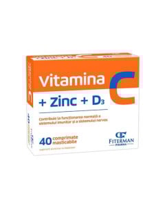 Vitamina C + Zinc + D3, 40 comprimate masticabile