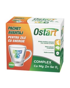 Ostart Complex Ca+Mg+Zn+Se+D3, 20 comprimate filmate + cana Cadou