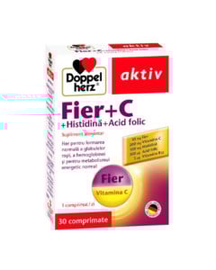 Doppelherz Fe+Vitamina C+histidina +acid folic, 30 tablete