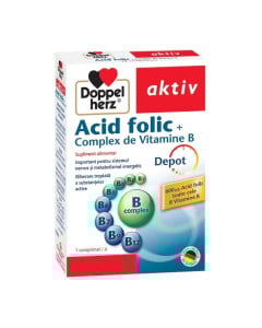 Doppelherz Aktiv Acid folic + Complex de Vitamine B, 30 tablete