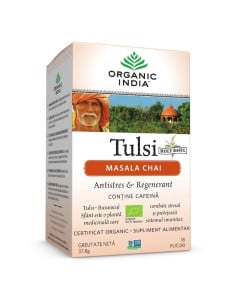 ORGANIC INDIA Ceai Tulsi Masala Chai Relaxant & Regenerant BIO, 18 plicuri