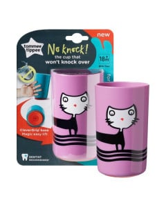 TOMMEE TIPPEE Cana No Knock Large 300 ml, 12luni+, Pisicuta roz