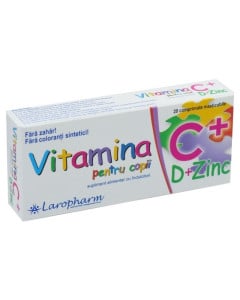 Vitamina C + D + ZINC pentru copii, 20 comprimate masticabile