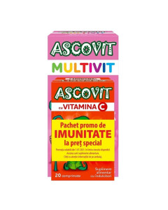 Ascovit Multivitamine, 60 comprimate masticabile+Ascovit 100 mg capsuni, 20 comprimate