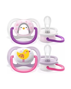 Avent Suzete Ultra Air design figurine 0-6 luni fete, 2 bucati SCF 080/06
